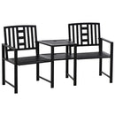 Outsunny Tete-a-tete Chair 2-Seater Steel Bench w/ Coffee Table Backyard Porch