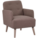 HOMCOM Upholstered Armchair, Nature Wood Frame Padded Living Room Chair, Brown