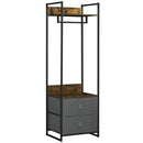 HOMCOM Clothes Rail, Metal Coat Stand, Garment Rack with 2 Fabric Storage Drawer