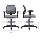 Vinsetto Drafting Chair Tall Office Stand Desk Chair with Foot Ring, Arm, Wheel