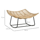 Outsunny Rattan Rocking Chair, Cushioned Wicker Porch Chair, Natural Wood Finish