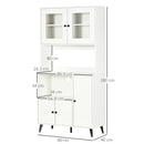 HOMCOM Freestanding Kitchen Storage Cabinet Cupboards Adjustable Shelves White