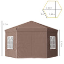 Outsunny 4x4m Garden Gazebo Tent Outdoor Metal Adjust Sun Shade w/ Zippered Net
