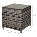 Outsunny Side Table Furniture Tempered Glass Garden Patio Wicker Mixed Grey