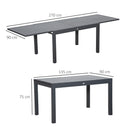 Outsunny Extendable Garden Table 10 Seater for Lawn Balcony and Backyard Grey