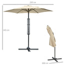 Outsunny 3m Cantilever Parasol with Easy Lever Crank Handle 6 Metal Ribs White