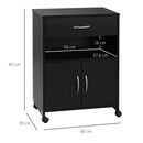 Vinsetto Mobile Printer Stand w/ Storage Shelf Universal Wheels for Home Black