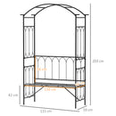 Outsunny Garden Arbour Bench Plant Climbing Support Trellis Rose Vines Black