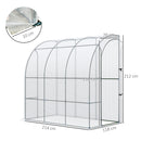 Outsunny Walk-In Lean to Wall Greenhouse w/ Zippered Door 214x118x212cm, White