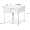 HOMCOM Bedroom Bedside Table, Sofa Side Table with Drawer and Shelf, White