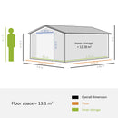Outsunny 13 X 11ft Outdoor Garden Storage Shed w/2 Doors Galvanised Metal Yellow