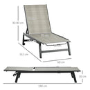 Outsunny Outdoor PE Rattan Sun Loungers w/ 5-Position Backrest & Wheels, Grey