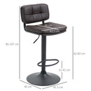 HOMCOM Swivel Bar Stools Set Of 2 PU Leather for Home Kitchen Counter Brown