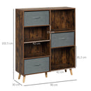 HOMCOM 7 Cube Storage Cabinet Shelving Unit with 3 Fabric Drawers Rustic Brown