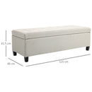 HOMCOM Linen Storage Ottoman Bench Padded w/ Tufting Hinged Lid Wood Frame Beige