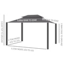 Outsunny 3.65 x 3(m) Aluminum Outdoor Gazebo w/ Hardtop Double Roof Sidewalls