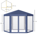 Outsunny Garden Hexagonal Gazebo Patio Outdoor Canopy Patio Party Tent Blue