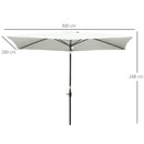 Outsunny 2 x 3(m) Garden Parasol Rectangular Market Umbrella w/ Crank White