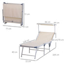 Outsunny Outdoor Lounger Fold 180° Reclining Chair w/ Adjustable Canopy Beige