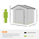 Outsunny 7.7 x 5.7ft Garden Storage Shed with Double Sliding Door Outdoor Grey
