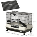 PawHut Small Pet Animal Cage w/ Metal Wire Top Platform Removable Tray 4 Wheels