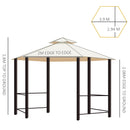 Outsunny 3 x 3(m) Gazebo Canopy 2 Tier Patio Shelter Steel for Garden Beige