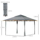 Outsunny 4 x 4m Outdoor Pop-Up Canopy Tent Gazebo Adjustable Legs Bag Dark Grey