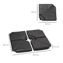 Outsunny Set of 4 Banana Parasol Base Stand Water or Sand Filled Weights, Black