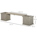 Outsunny Wooden Garden Planter & Bench Combination Garden Raised Bed Grey