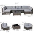 Outsunny 7PC Rattan Furniture Sectional Sofa Set Coffee Table Buckle Structure