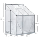 Outsunny Walk-In Garden Greenhouse Aluminum Frame Polycarbonate 6 x 4ft