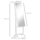 HOMCOM Mirrored Jewellery Cabinet Lockable Jewellery Organiser for Bedroom White