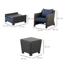 Outsunny 5pcs Outdoor Rattan Sofa Set w/ Storage Function Side Table & Ottoman