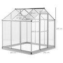 Outsunny 6x6ft Aluminium Greenhouse with/ Door Window Galvanized Base PC Panel