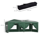 Outsunny 3m x 6m Pop Up Gazebo Party Tent Canopy Marquee with Storage Bag Green