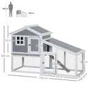PawHut Two-Tier Rabbit Hutch w/ Sunlight Panel Roof, Slide-Out Tray - Grey