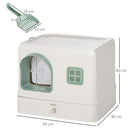 PawHut Cat Litter Box, Hooded Cat Litter Tray w/ Drawer Pan, Scoop, Deodorants