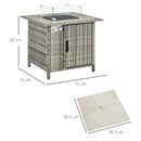 Outsunny Gas Fire Pit Table w/ Rain Cover, Windscreen & Lava Stone, 50,000 BTU