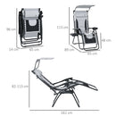 Outsunny Zero Gravity Lounger Chair, Folding Camping Reclining Chair, Grey