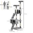 PawHut Cat Tree Scratcher Activity Centre, Condo Scratching Post Toy Bed