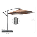 Outsunny 3(m) Banana Parasol Cantilever Umbrella Garden w/ Base Weights, Coffee