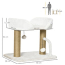 PawHut 42cm Indoor Cat Tree, Kitty Play Tower w/ Toy Balls, Jute Scratching Post