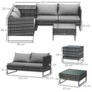 Outsunny 4Pcs Patio Rattan Sofa Garden Furniture Set Table w/ Cushions 4 Seater