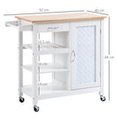 HOMCOM Kitchen Cart on Wheels Trolley with Embossed Door Panel, Drawer, White