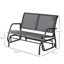 Outsunny 2-Person Patio Glider Bench Gliding Chair Loveseat w/ Armrest Grey