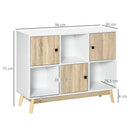 HOMCOM Bookcase, Display Cabinet with 6 Storage Cubes for Living Room Natural