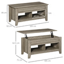 HOMCOM Lift Top Coffee Table w/  Hidden Storage Compartment & Shelves Oak