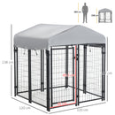 PawHut Outdoor Dog Kennel, Metal Dog Run with Canopy, 120 x 120 x 138cm
