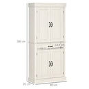 HOMCOM 180cm Kitchen Pantry Storage Cabinet Server Food Organizer, White