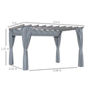 Outsunny 3.6 x 3(m) Outdoor Retractable Pergola Gazebo Sun Shade Canopy Curtains
